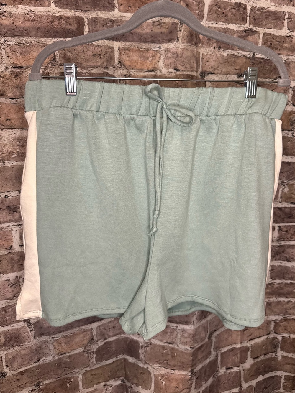 HEIMISH USA Sage Green Athletic Lounge Shorts with Cream Side Panels